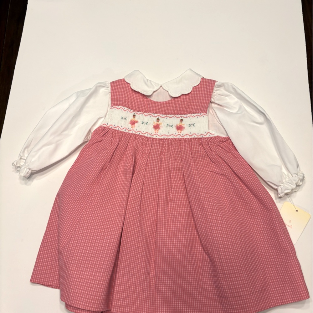 PETIT AMI DRESS  6 MONTHS DARK PINK & WHITE
BLOOMERS DANCER EMBROIDERED & SMOCK